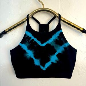 ELECTRIC & ROSE BLACK COBALT BLUE SPORTS BRA HALTER TANK CROP TOP SMALL EUC
